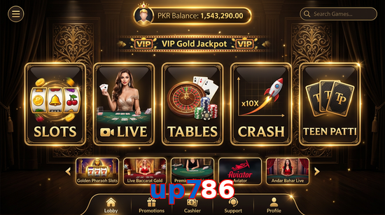 Main screen of Up786 casino page for PK players