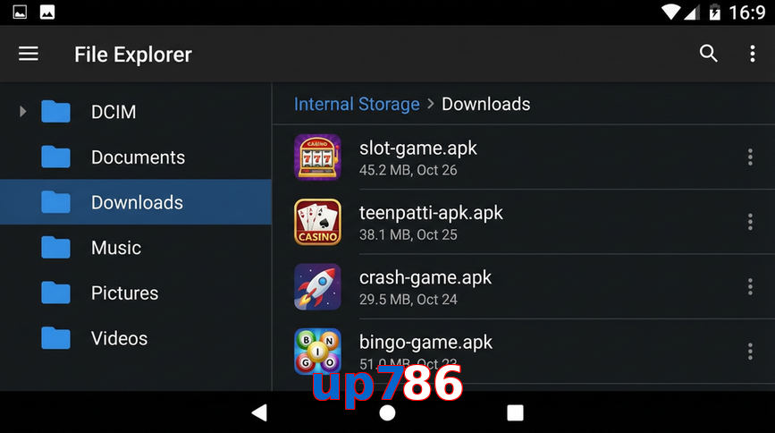Main screen of Up786 gameapk page for PK players
